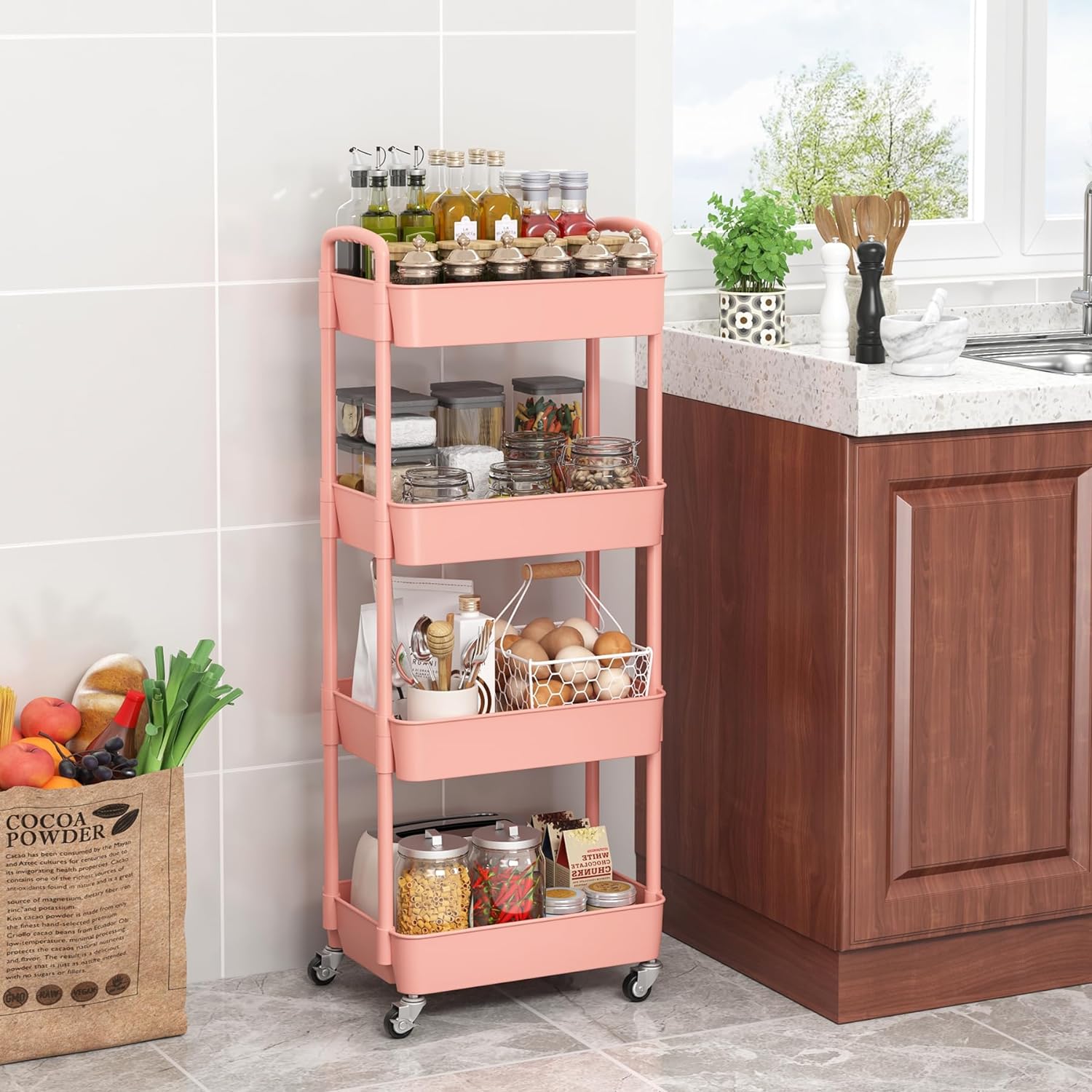 Plastic Rolling Utility Cart, Storage Trolley, Movable Storage Organizer, Storage Cart -3 Tier Plastic Rolling Utility Cart, Storage Trolley, Movable Storage Organizer, Storage Cart -3 Tier